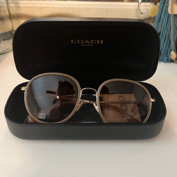 COACH round frame orange tint sunglasses main image 4